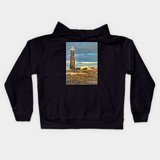 The Old Dungeness Lighthouse as Digital Art Kids Hoodie